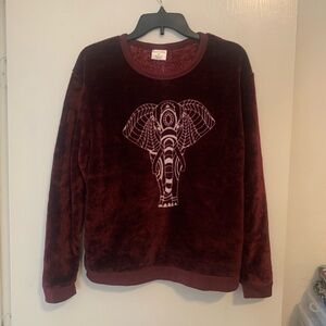 Burgundy Elephant Print Women’s Sweater